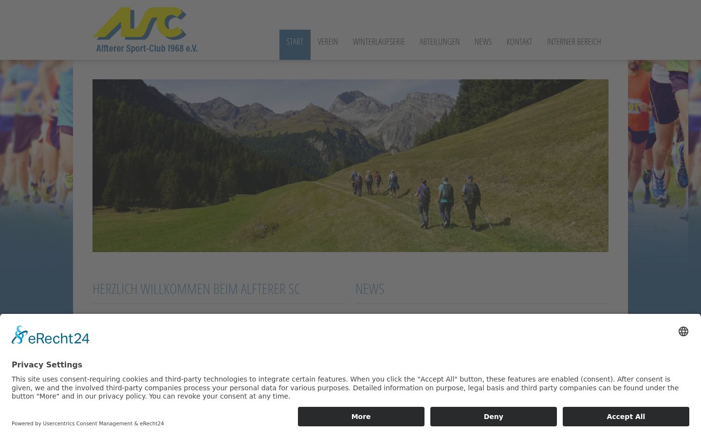 Screenshot des Einwilligungsbanners vor jeglicher Interaktion