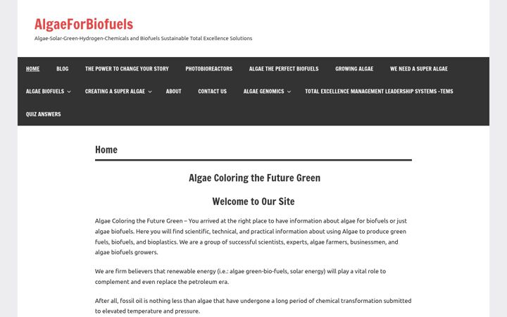 Screenshot of algaeforbiofuels.com