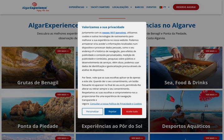 Screenshot of algarexperience.com