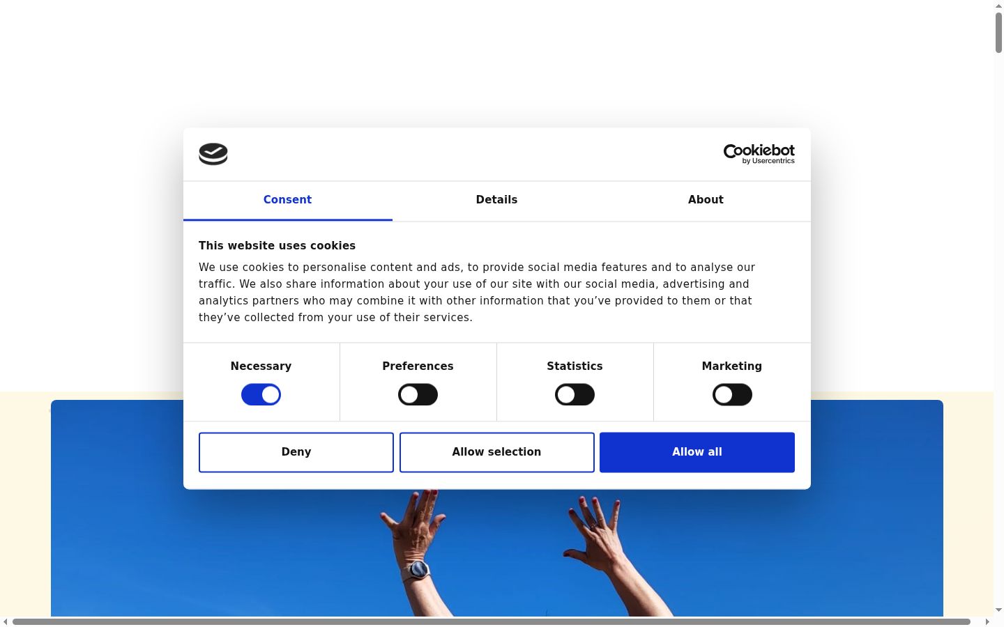 Screenshot of the consent banner shown before any interaction
