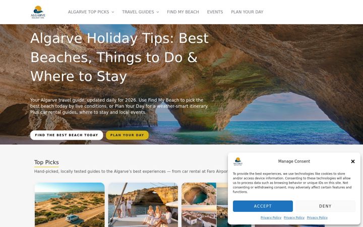 Screenshot of algarveholidaytips.com