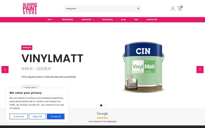 Screenshot of algarvepaintstore.com