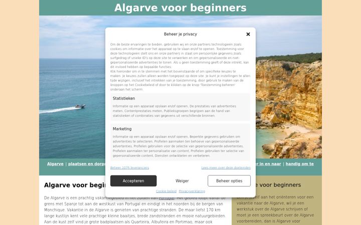 Screenshot di algarvevoorbeginners.nl