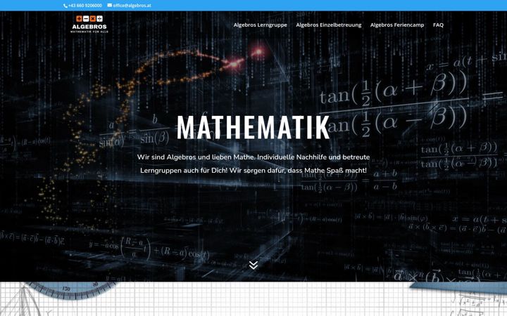 Screenshot von algebros.at