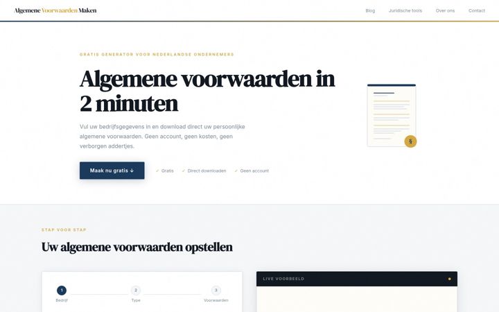 Screenshot of algemenevoorwaardenmaken.nl