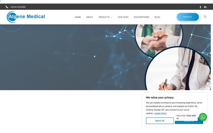 Екранна снимка на algenemedical.com
