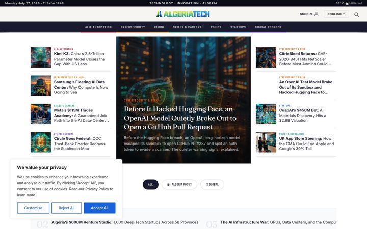Screenshot of algeriatech.news