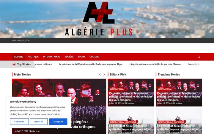 Screenshot of algerieplus.com
