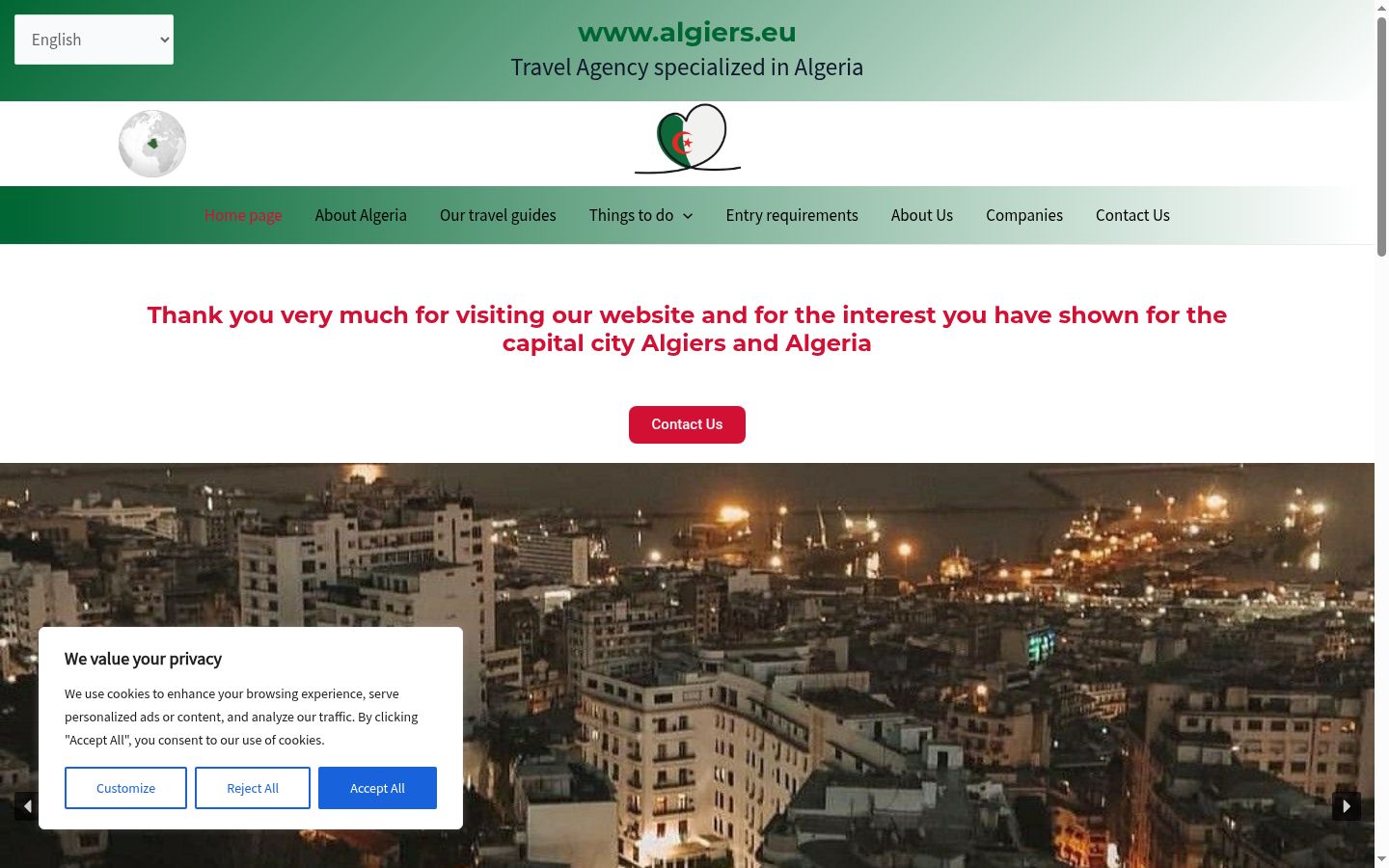 Skärmbild av samtyckesbannern som visades före någon interaktion