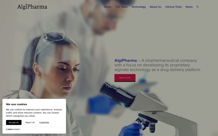 Screenshot of algipharma.no