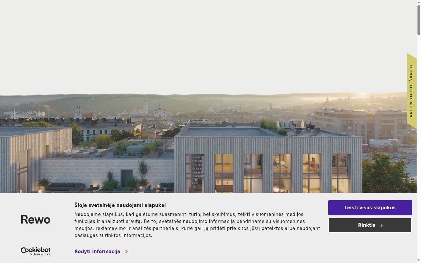 Sutikimo reklamjuostės, rodytos prieš bet kokią sąveiką, ekrano kopija