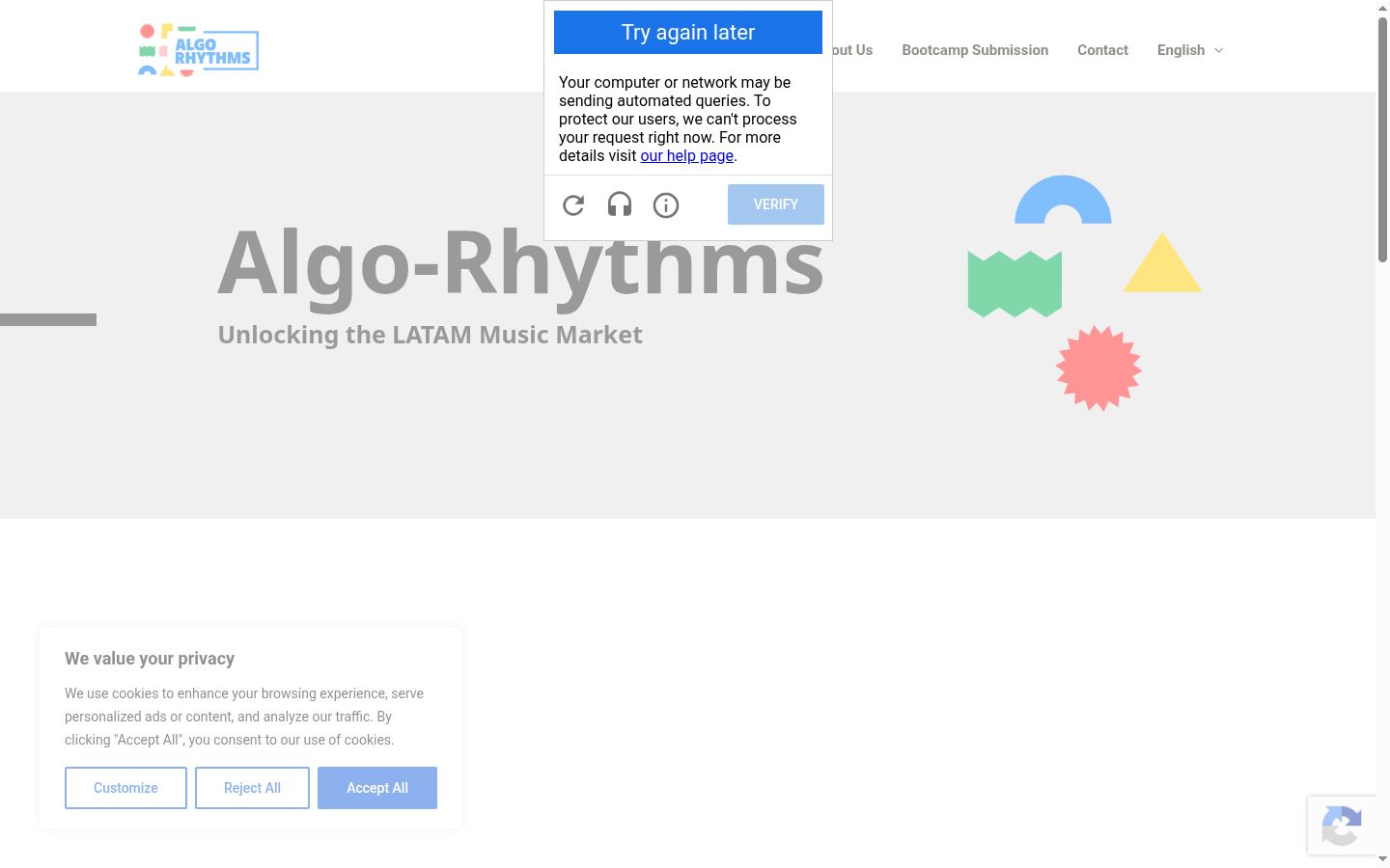 Screenshot del banner di consenso mostrato prima di qualsiasi interazione