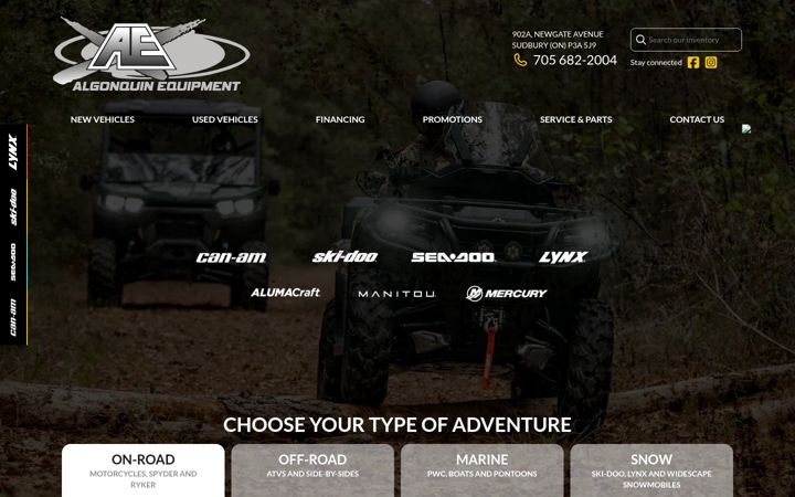 Snimka zaslona za algonquinequipment.ca