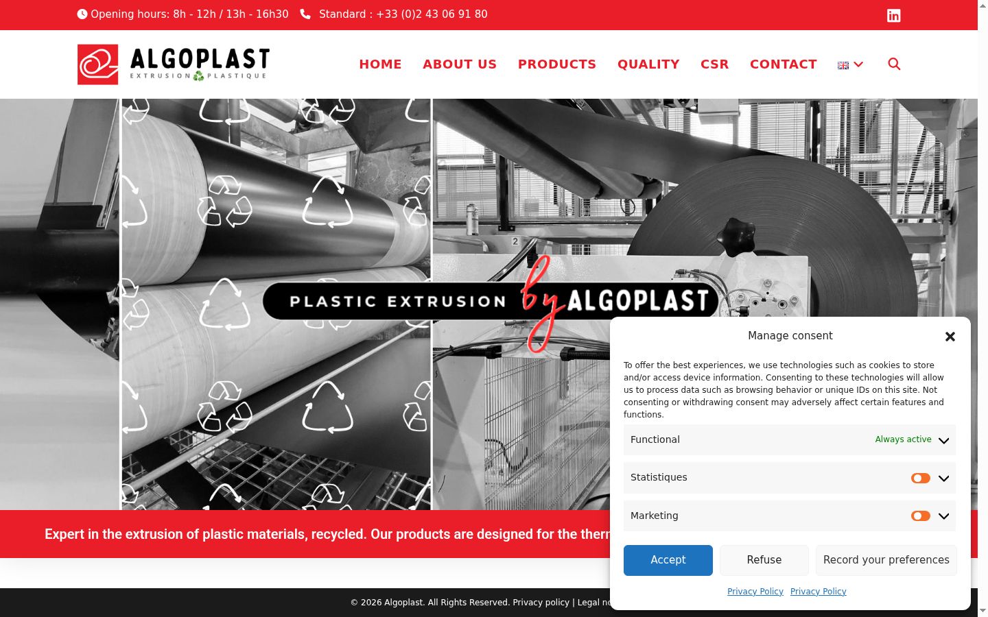Screenshot of the consent banner shown before any interaction