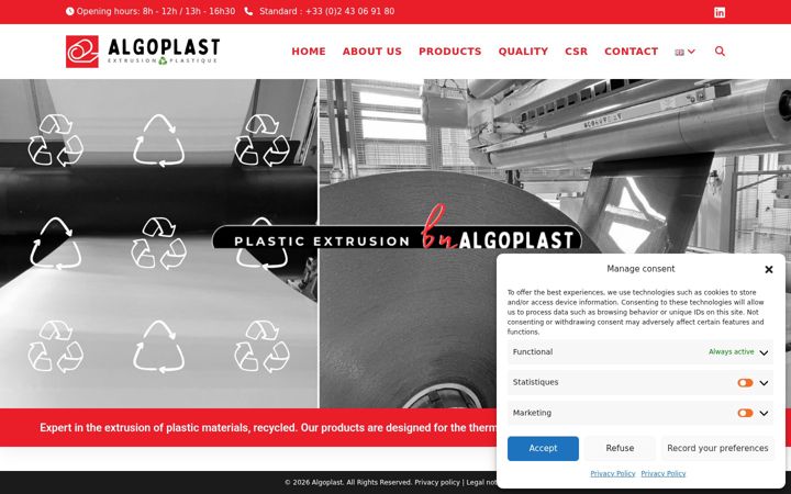 Screenshot of algoplast.com