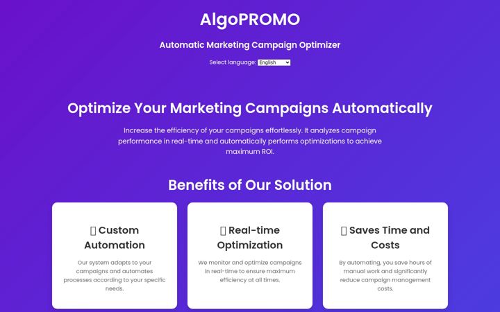 Screenshot of algopromo.com