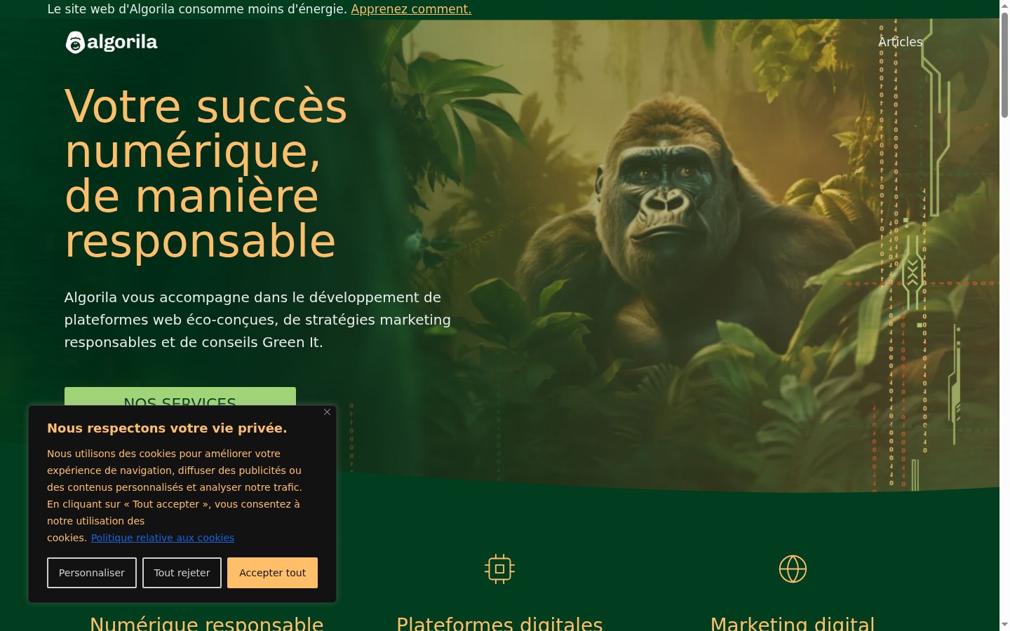 Screenshot van de toestemmingsbanner zoals getoond vóór enige interactie