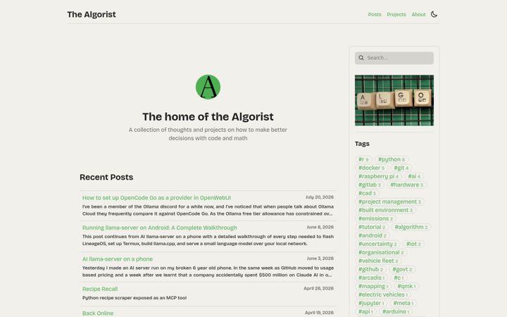 Screenshot of algorist.co.uk