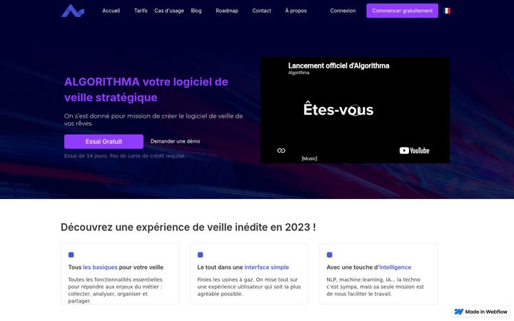 Screenshot stránky algorithma-fr.webflow.io