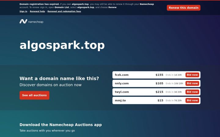 Screenshot of algospark.top