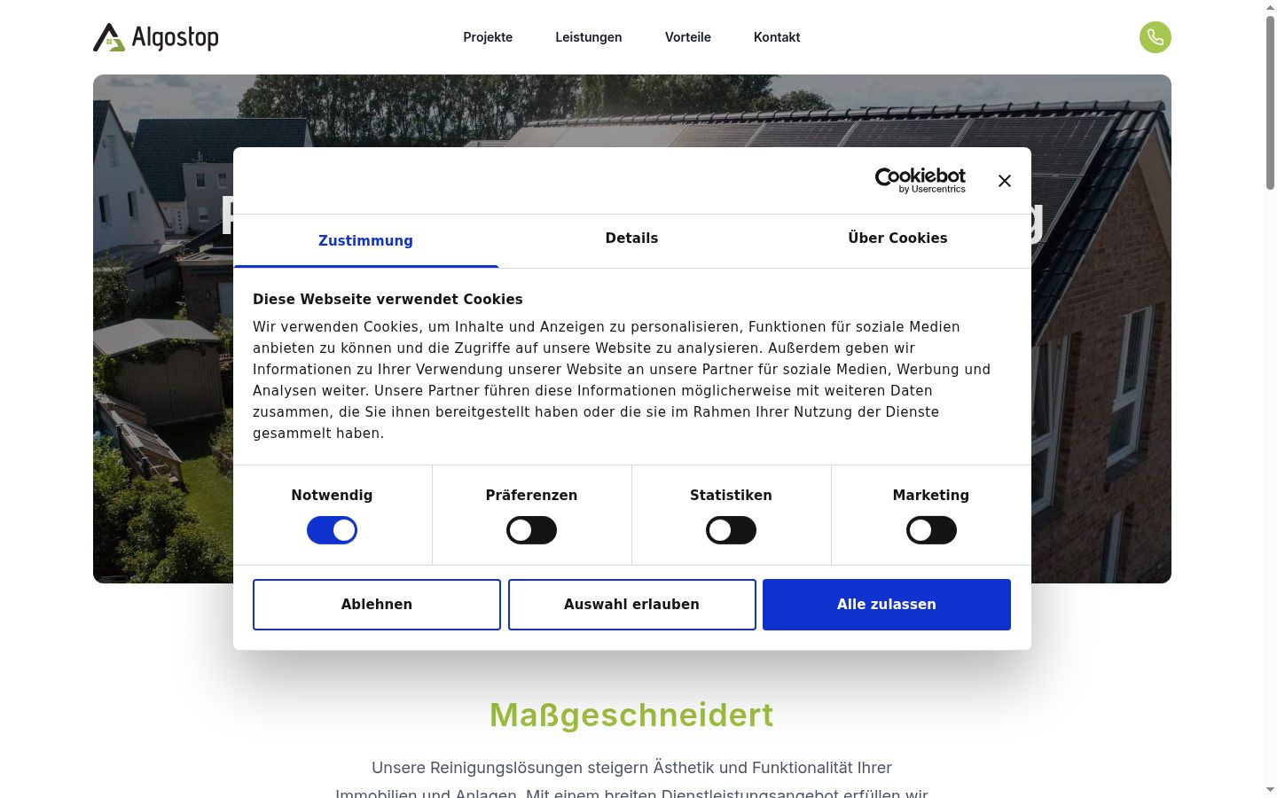 Screenshot del banner di consenso mostrato prima di qualsiasi interazione