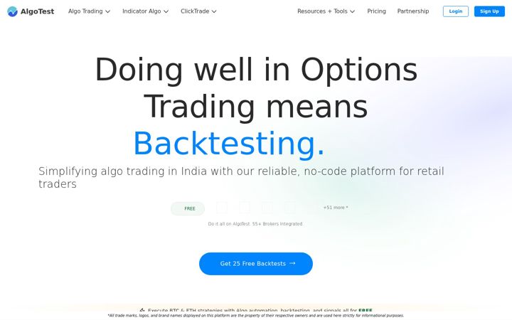 Screenshot of algotest.in