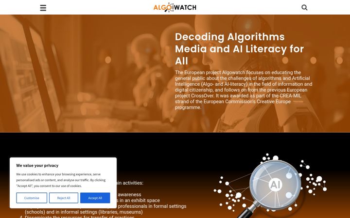Screenshot of algowatch.eu
