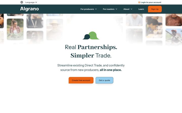 Screenshot of algrano.com