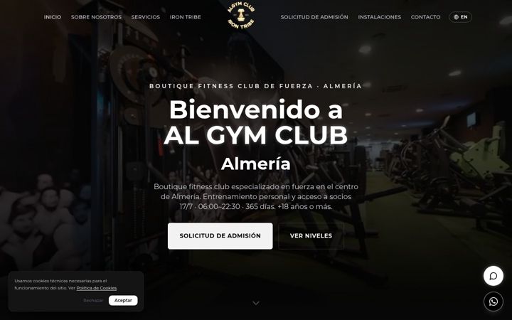 Screenshot stránky algymclub.com