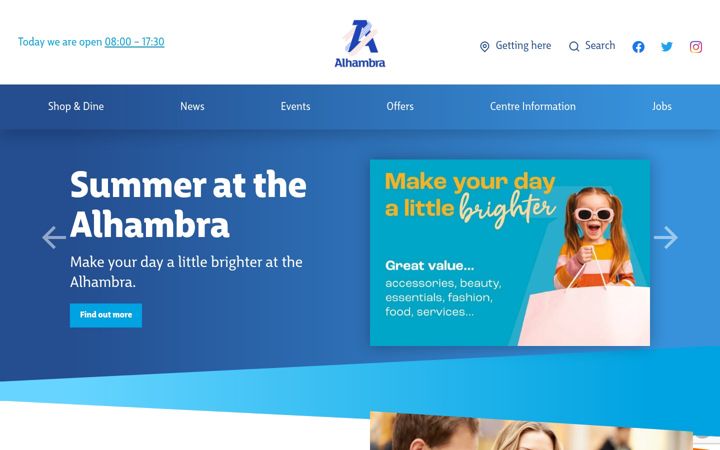 Screenshot of alhambracentre.co.uk