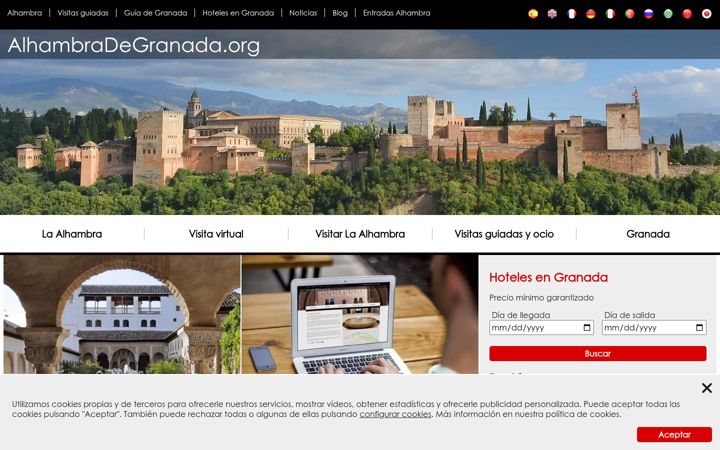 Posnetek zaslona alhambradegranada.org