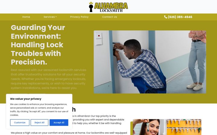 Screenshot of alhambralocksmith.com