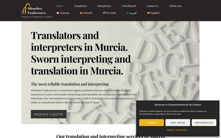 Ekrānuzņēmums no alhambratraductores.com