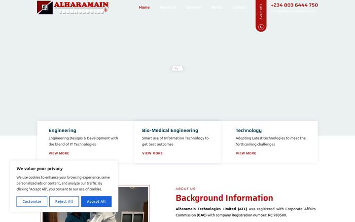 Screenshot of alharamaintech.com