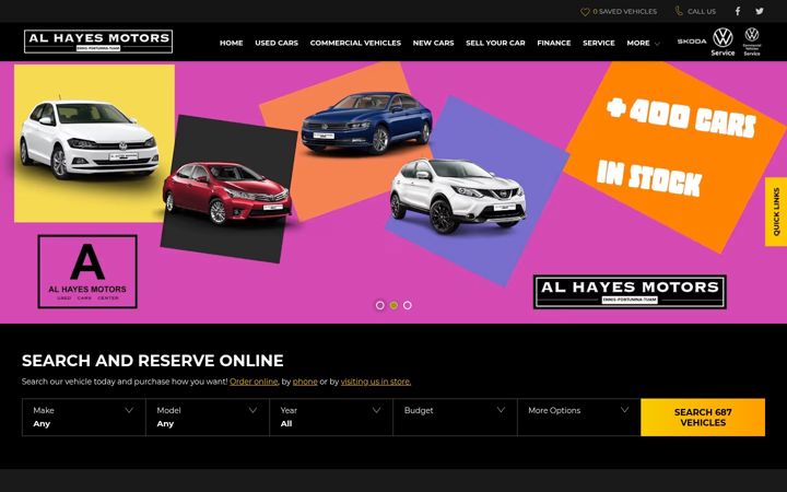 Posnetek zaslona alhayesmotors.com