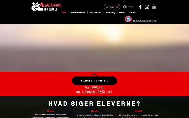 Ekrano kopija alhedenskoereskole.dk