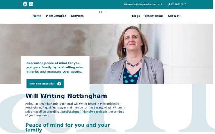 Screenshot of alhlegal-willwriters.co.uk