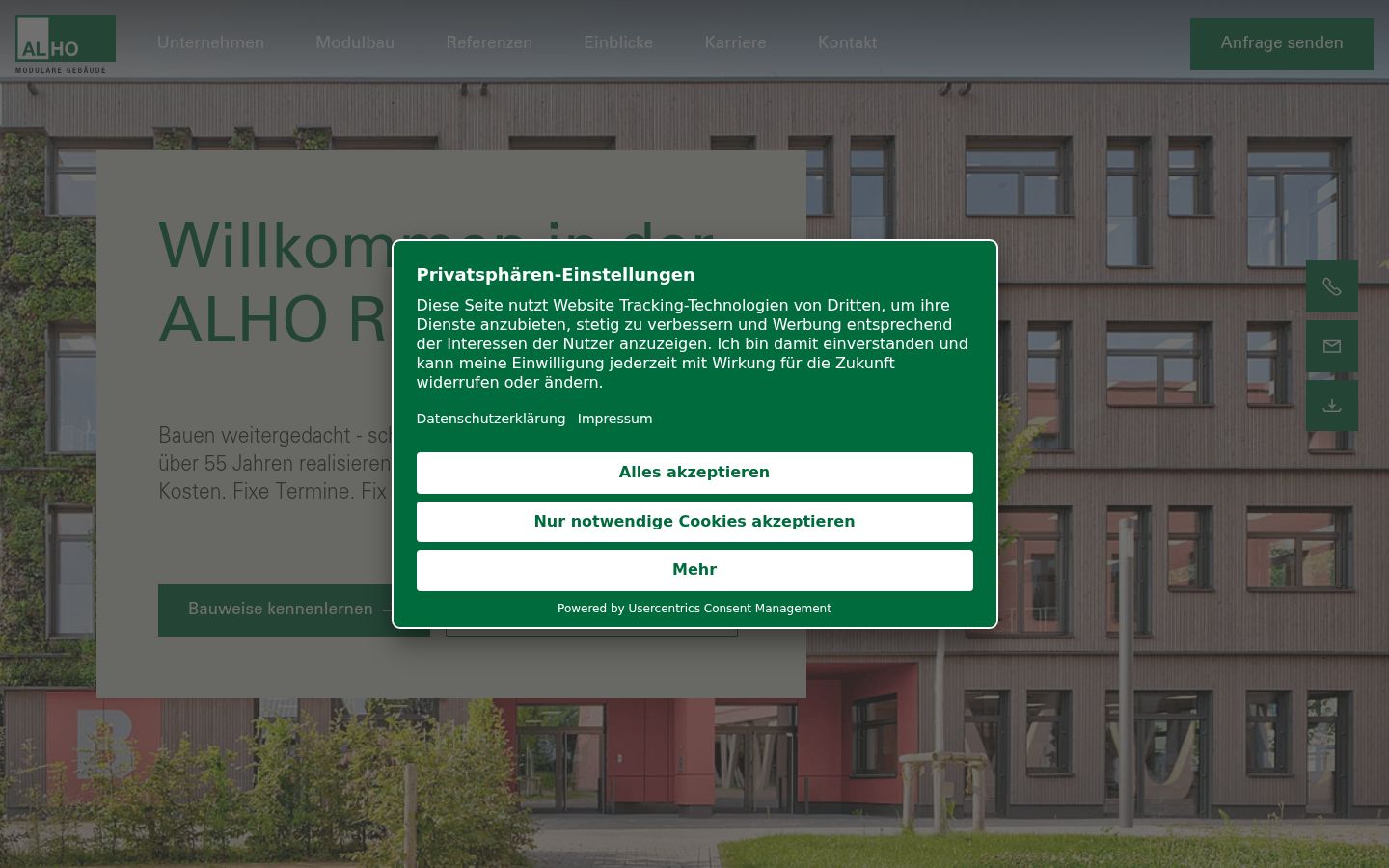 Screenshot del banner di consenso mostrato prima di qualsiasi interazione