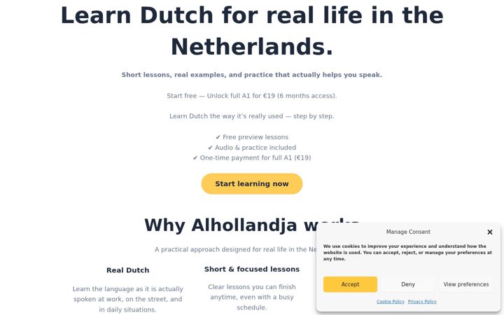 Posnetek zaslona alhollandja.nl