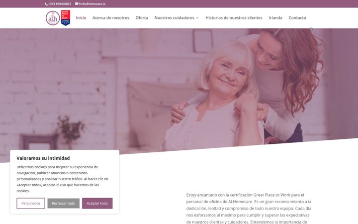 Posnetek zaslona alhomecare.es