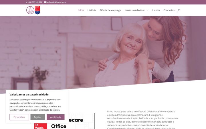 Posnetek zaslona alhomecare.pt