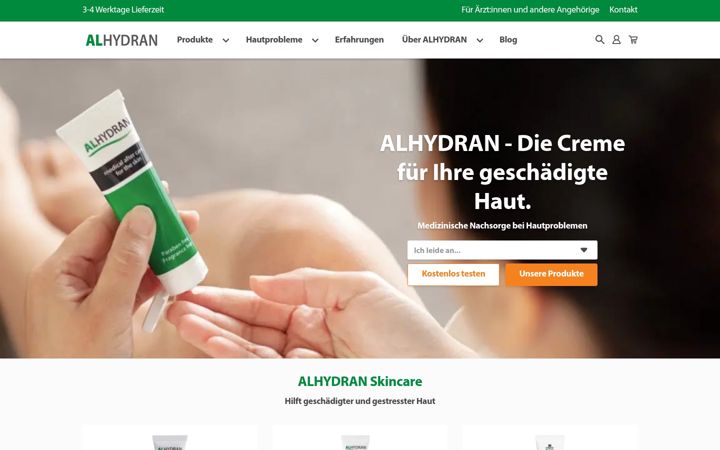 Posnetek zaslona alhydran.de