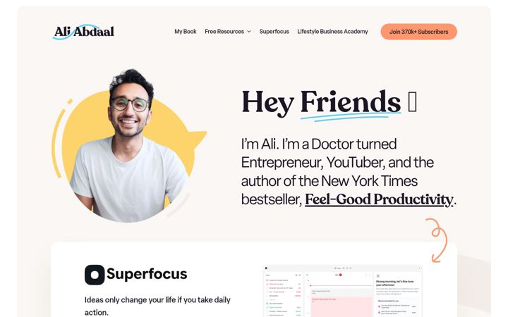 Screenshot of aliabdaal.com