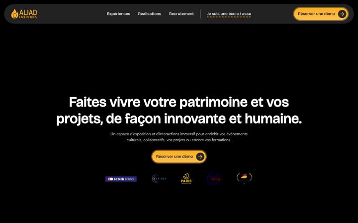 Screenshot ta' aliad-experiences.fr