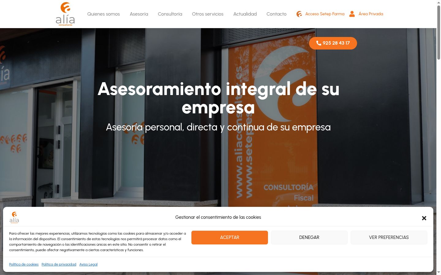 Screenshot of the consent banner shown before any interaction