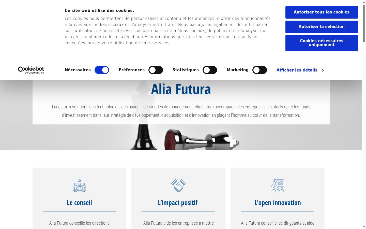 Screenshot of the consent banner shown before any interaction
