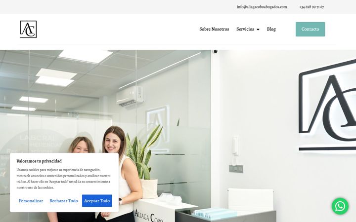 Screenshot of aliagacoboabogados.com