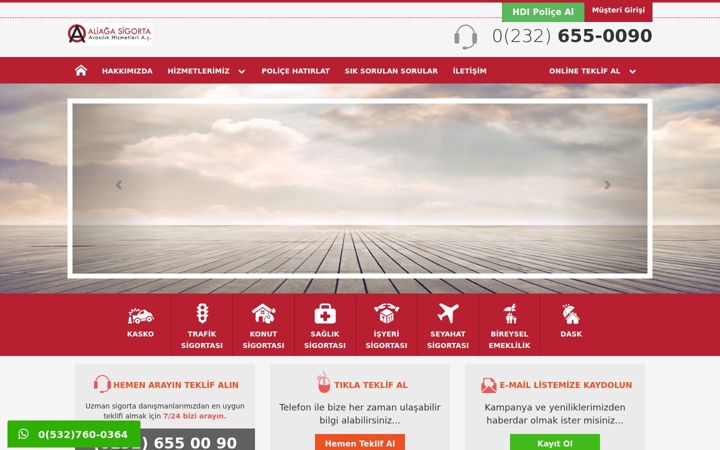 Screenshot of aliagasigorta.com.tr