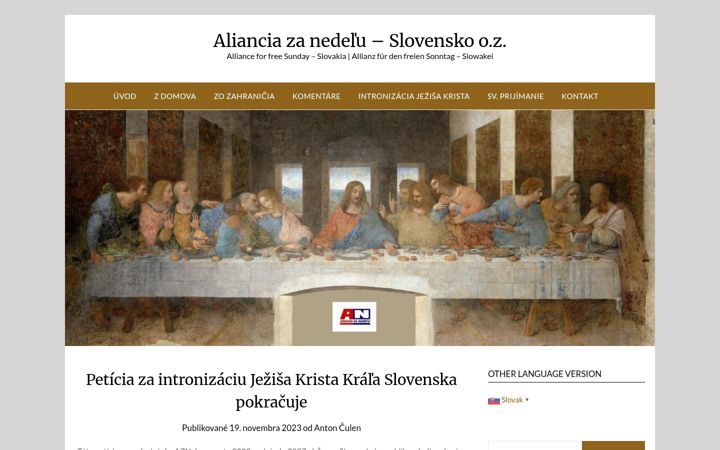 Screenshot van alianciazanedelu.sk