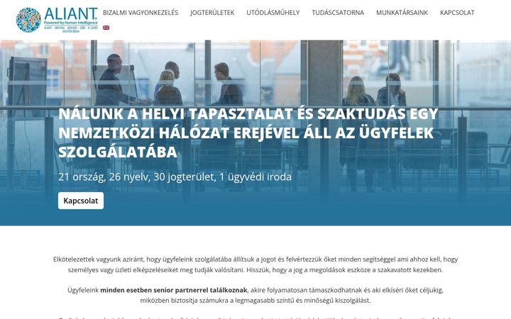 Skärmbild av alianthungary.com